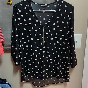 Express black and white polka dot top